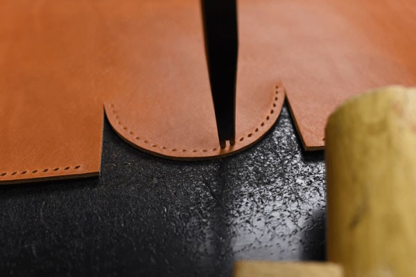 DIY hand-stitched Italian leather tote bag