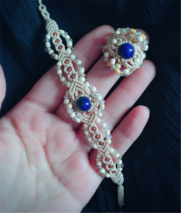 Weaving handmade DIY noble and elegant sapphire bracelet ring