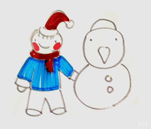 A collection of pictures of simple simple drawings for kindergarten children, a simple drawing method of a colorful snowman