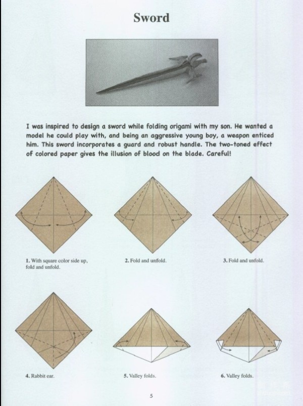 Paper craft hand-making tutorial, Xander Dominick Arena creative origami sword hand-made origami drawing tutorial