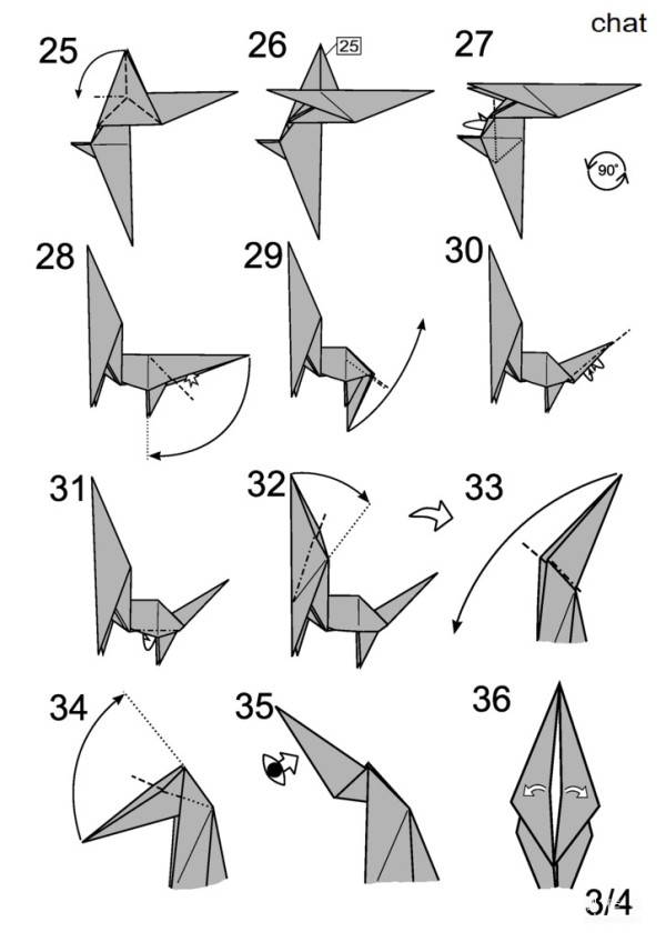 Paper craft hand-making tutorial, Tesuya Gotani animal origami cat hand-made origami drawing tutorial