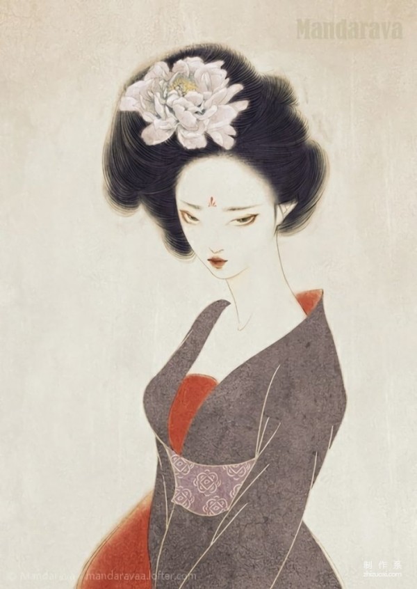 Illustrations of ancient-style beauties with seductive eyes