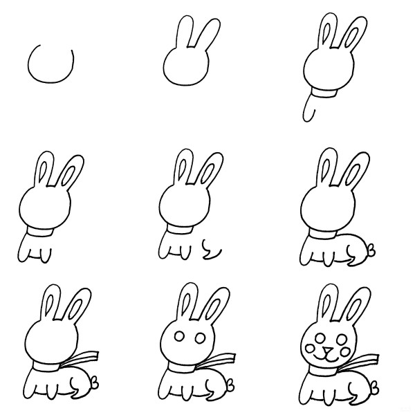 Simple steps for drawing rabbits