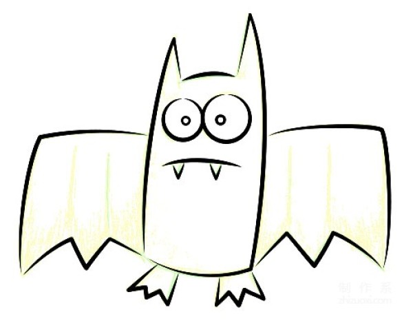 A collection of pictures of kindergarten childrens simple drawings, teaching you step by step how to draw hand-painted bats with color