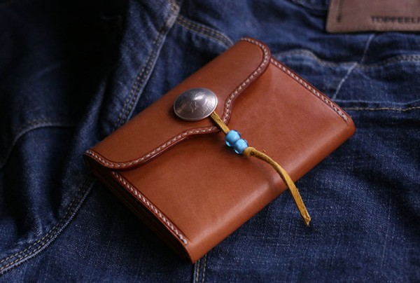 Japanese short clip handmade leather goods making tutorial