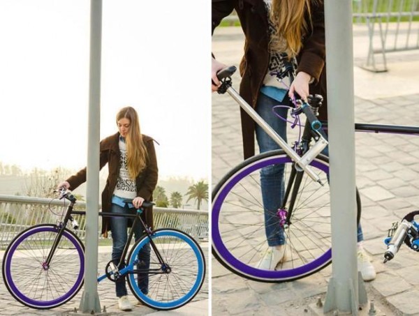 A bicycle whose body can be used as a lock