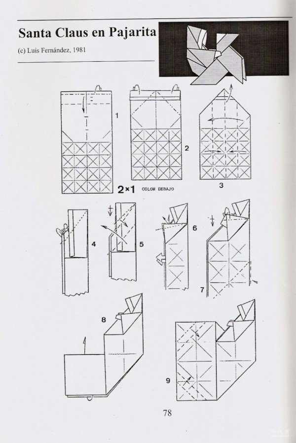 Origami handmade tutorial, Luis Fernandez handmade origami drawing tutorial of Santa Claus riding a Spanish bird