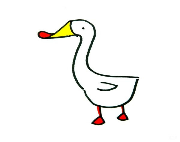 Learn to draw a simple drawing, a little duck with a flat mouth