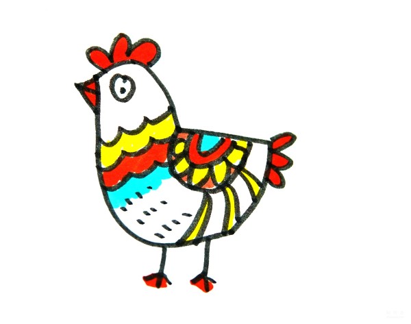 Learn to draw simple drawings, little rooster