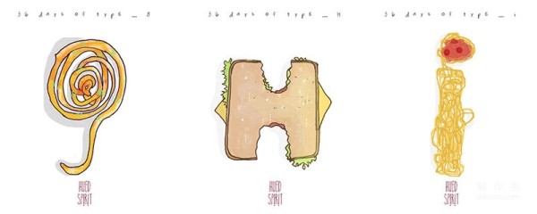 A perfect combination of food, illustrations and letters