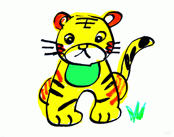 Learn to draw simple drawings, big tiger