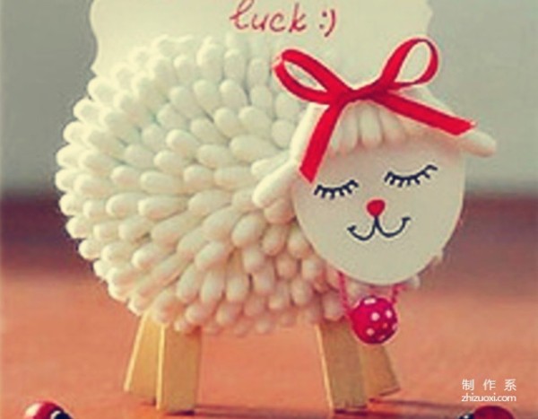 Hand diy cotton swab diy little sheep