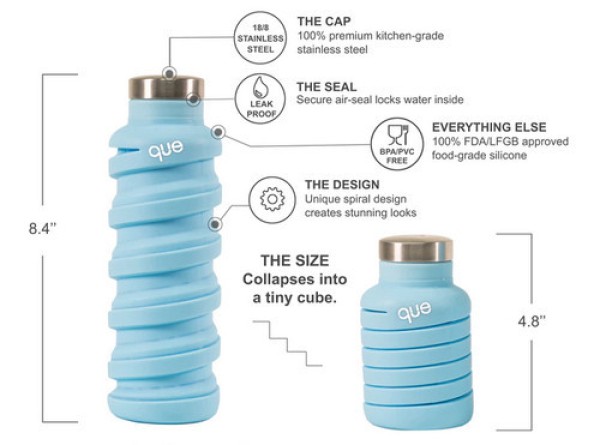 Stretchable and foldable eco-friendly water bottle que Bottle