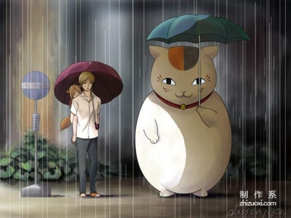 After Totoro waited for the train in the rain, they all came too