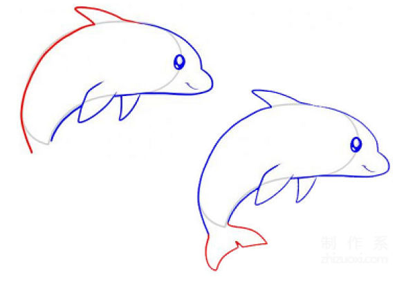 Learn to draw simple drawings, simple drawings of little dolphins