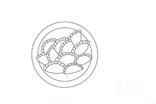 How to draw a plate of dumplings in simple strokes 5