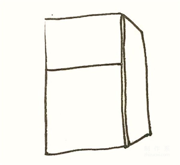 Steps to draw a refrigerator in simple strokes 2