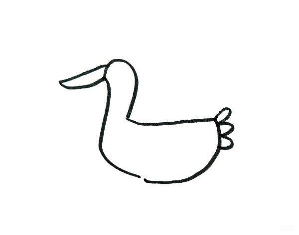 Learn to draw simple strokes, flat-billed duck