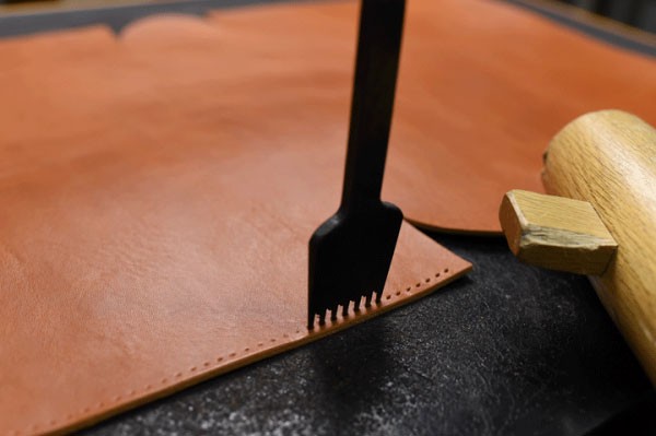 DIY hand-stitched Italian leather tote bag