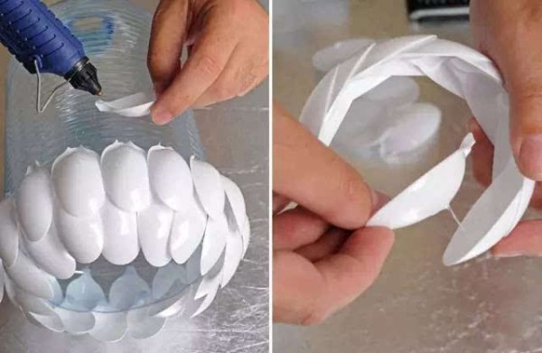 How to make DIY lamps with plastic spoons