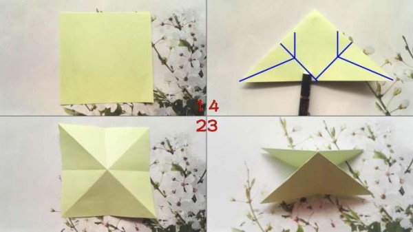 Simple origami turtle. Illustration of how to fold a little turtle.