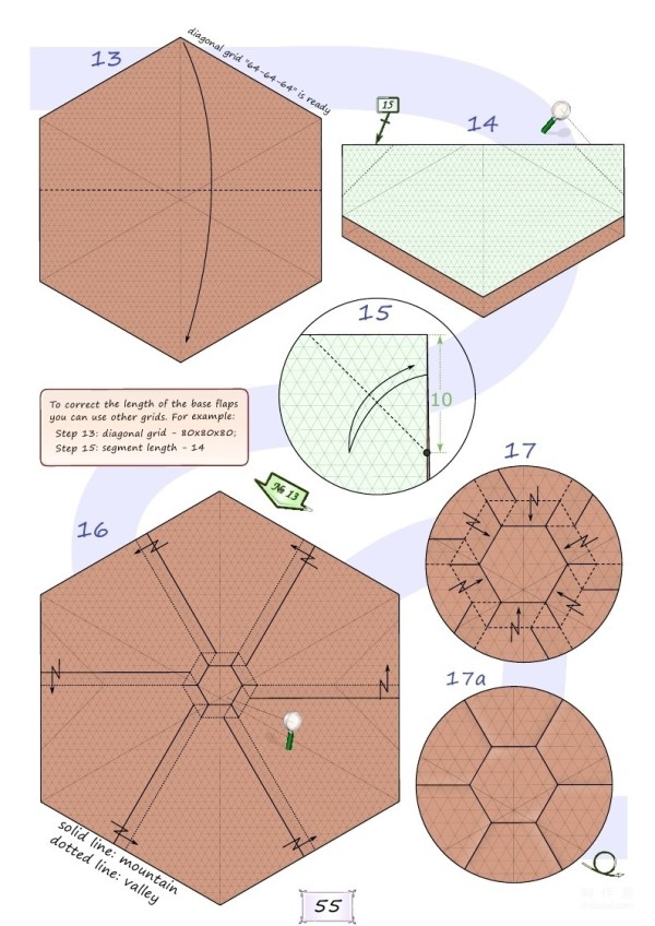 Origami handmade tutorial, Eric Joisel Old Turtle handmade origami illustrated tutorial