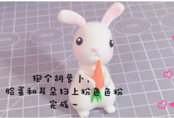 How to make a clay white rabbit doll eating carrots