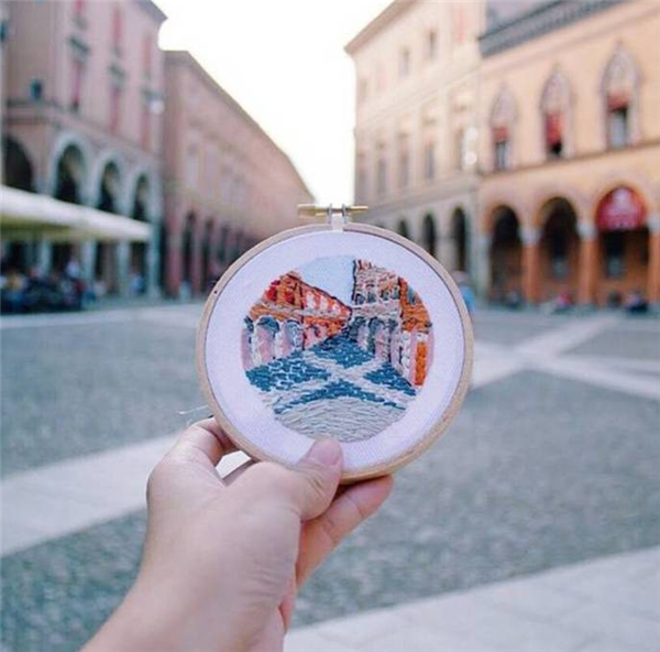 Hand embroidery DIY expression of landscape art