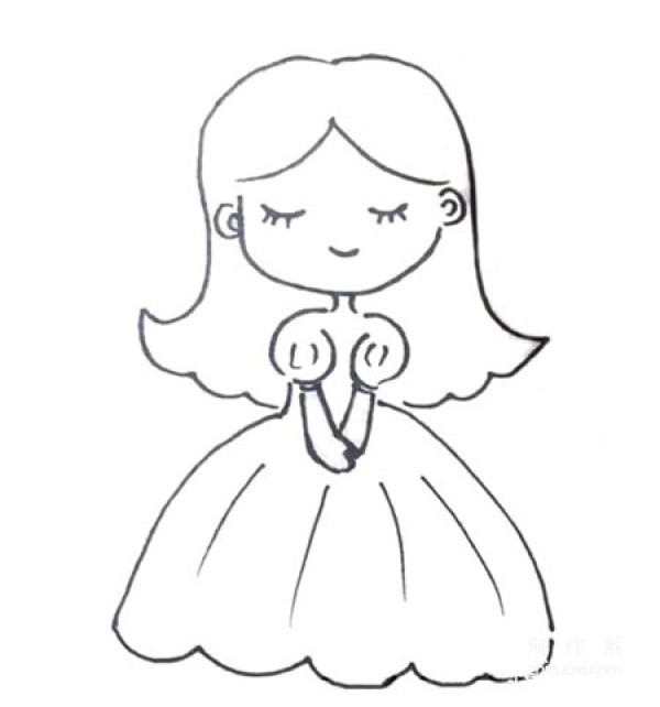 Learn to draw simple strokes, Q version of the princess