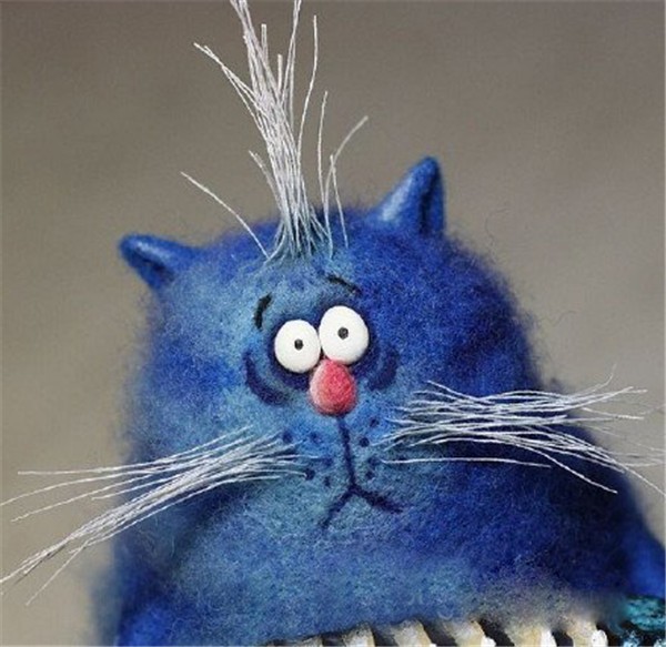 Lively and funny handmade wool felt creative DIY cartoon cat works