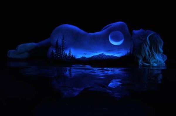 Beautiful human body night scene art