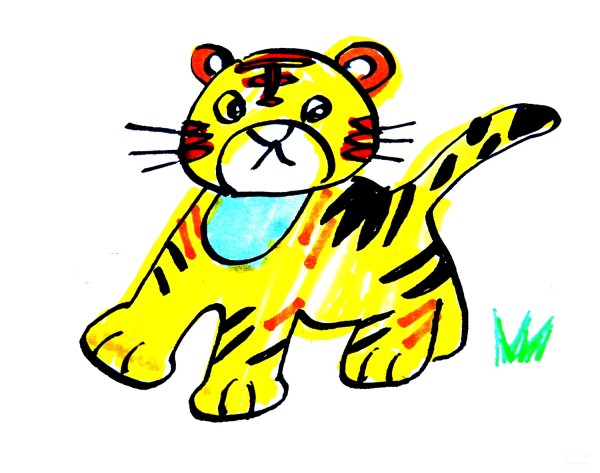 Learn to draw simple strokes, a simple drawing tutorial of a little tiger