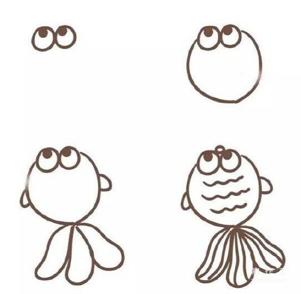 Learn to draw simple strokes, cute fish