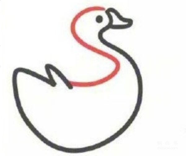 Learn to draw simple strokes, cute little swan