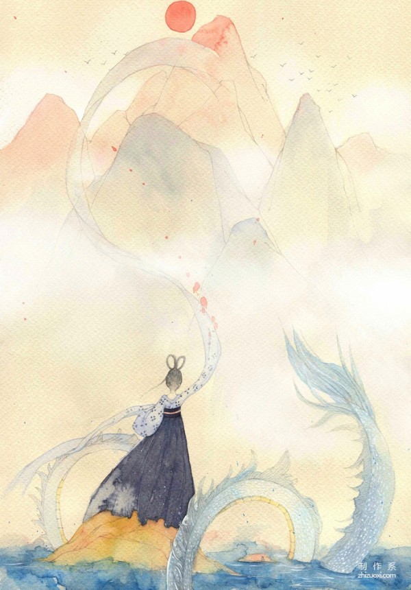 Appreciation of Dongsheng Chinese style watercolor hand-painted illustrations