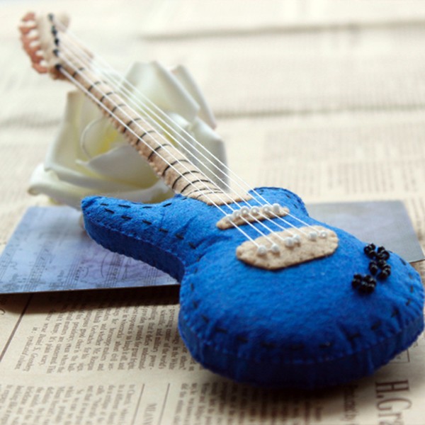 Non-woven handmade DIY simulated blue electric bass guitar