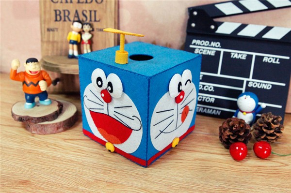 Cute expression handmade non-woven fabric DIY Doraemon paper box