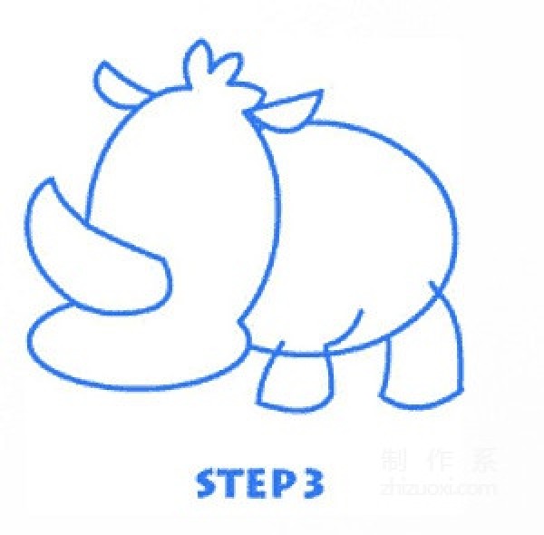 Learn to draw simple drawings, little rhinoceros