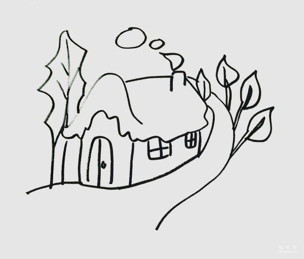 A collection of pictures of simple simple drawings for kindergarten children, simple drawing methods of hand-painted colored houses