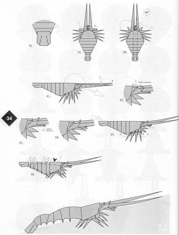 Paper art handmade origami art, Manuel Sirgo river shrimp and lobster handmade origami drawing tutorial