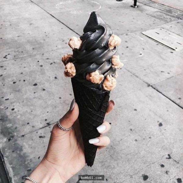 Pure black activated carbon ice cream tastes very good