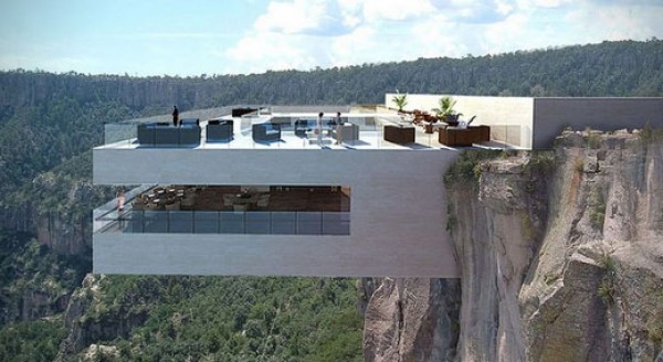 Cliff restaurant in Copper Canyon, Mexico