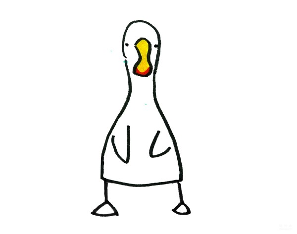 Learn to draw a simple drawing, a little duck on the front