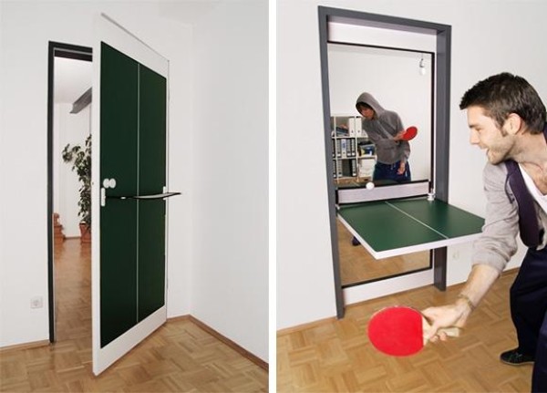 Table tennis table and door