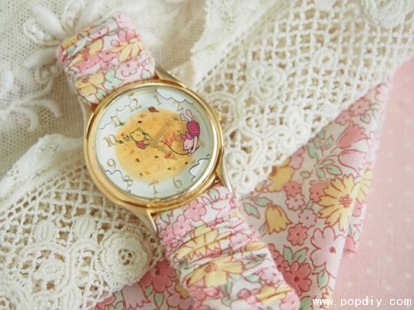 DIY creative handmade fresh fabric floral elastic watch strap