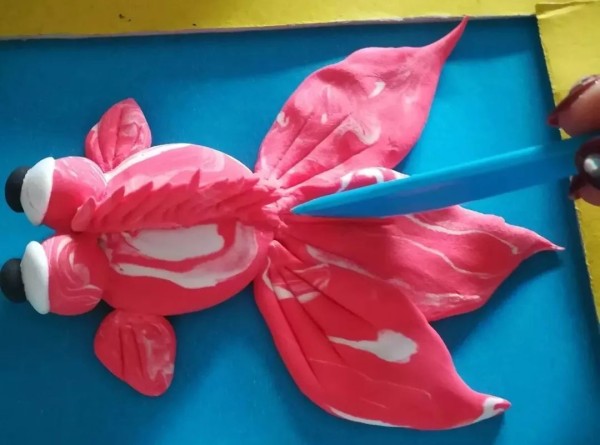 Childrens handmade clay goldfish