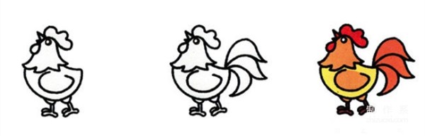 Learn to draw simple drawings, rooster