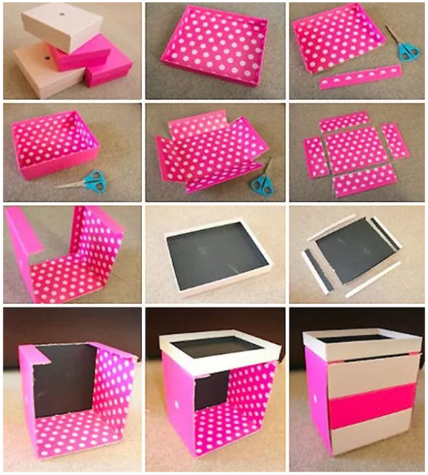 Shoe box DIY tutorial to teach you how to make a multi-layer drawer storage box