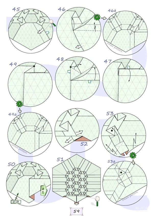 Origami handmade tutorial, Eric Joisel Old Turtle handmade origami illustrated tutorial