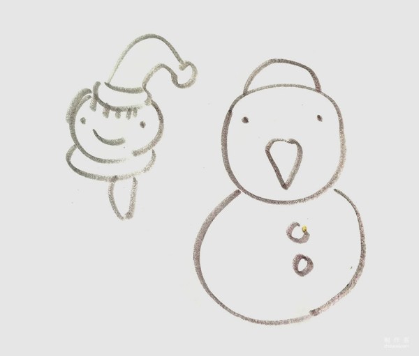 Learn to draw simple drawings, children and snowmen